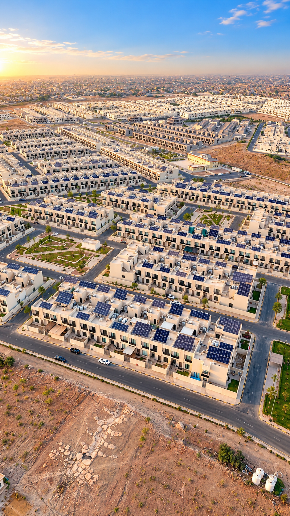100 دار و576 كيلوواط من الطاقة الشمسية.